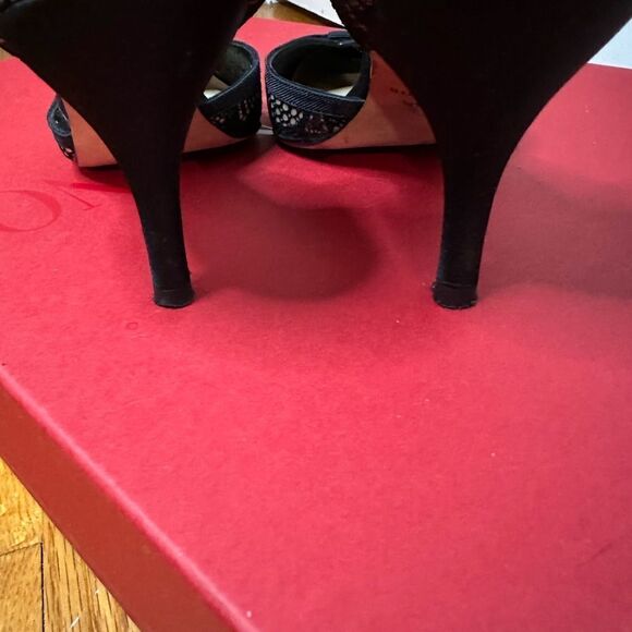 Ann Taylor D’Orsay black lace heels / pumps size 7 EUC grosgrain details - Picture 4 of 9